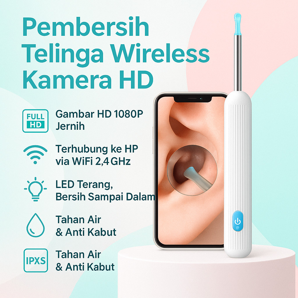 Impor'in Aja Alat Pembersih Telinga Wireless Kamera | Alat Korek Telinga Kamera HD Waterproof