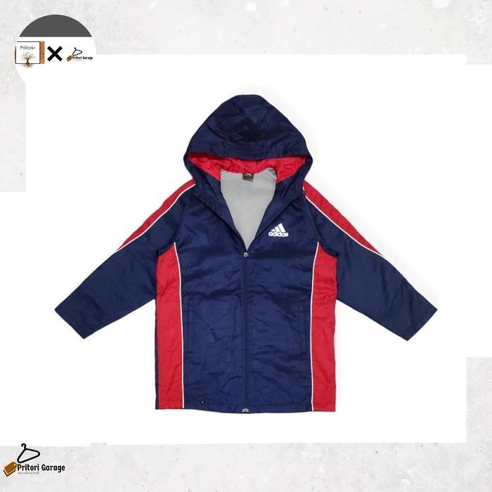 Windbreaker Outdoor Inner Sherpa Jacket Adidas Big Logo Blue Red Color