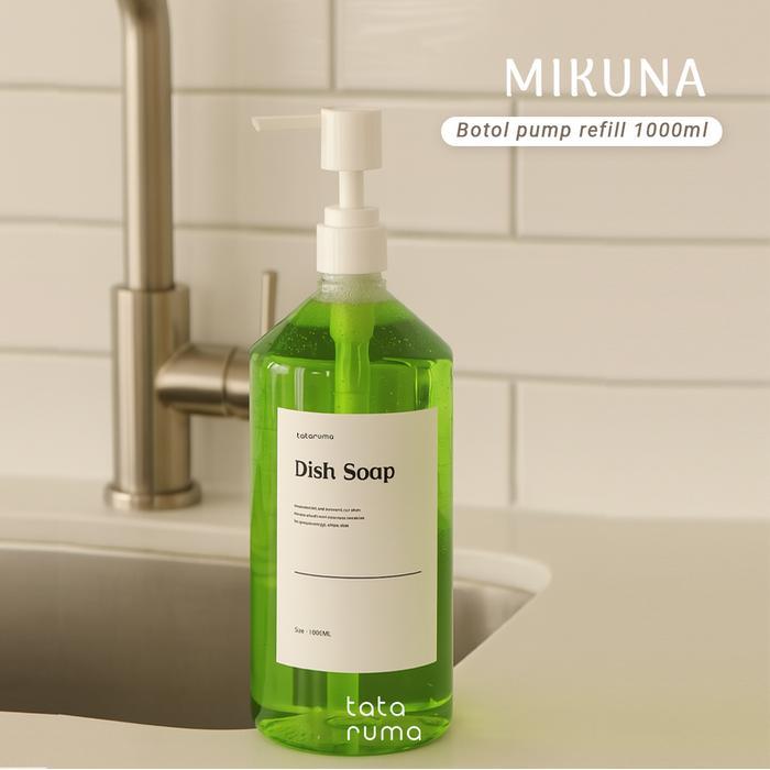 MIKUNA - Botol Pump Refill Plastik 1000ml/1liter Anti Bocor FREE STICKER
