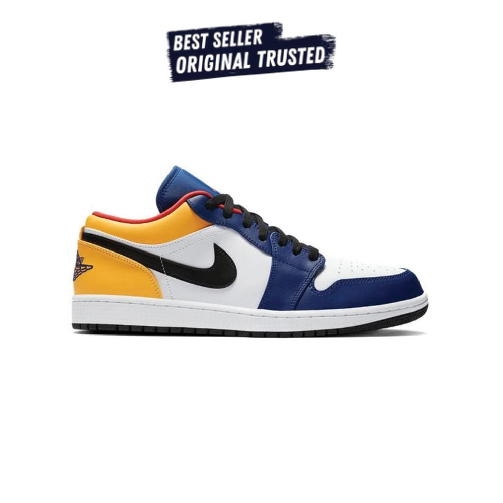 Sepatu Sneakers Nike Air Jordan 1 Low 'White Deep Royal Blue'  Original BNIB