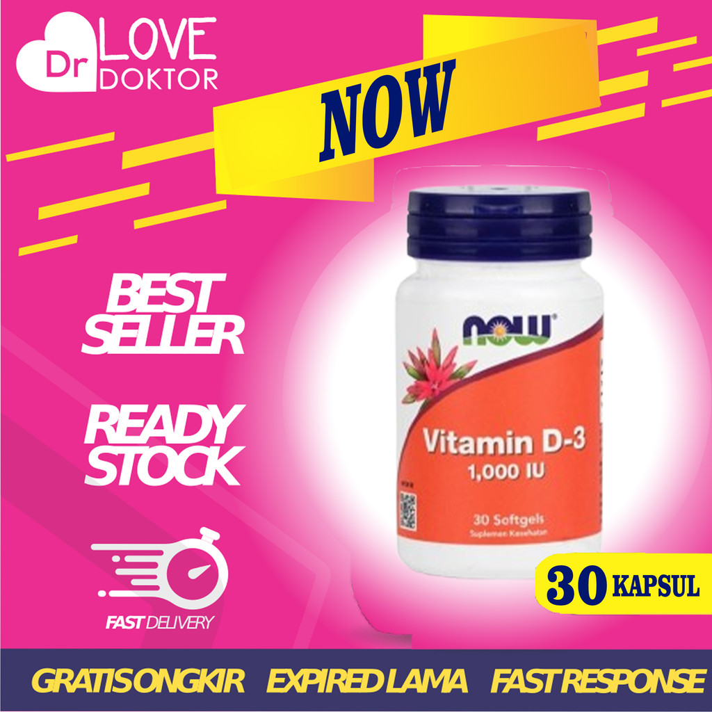 NOW SUPPLEMENTS VITAMIN D-3 1000 IU VITAMIN D3 MENINGKATKAN SISTEM IMUN TUBUH 30 SOFTGEL