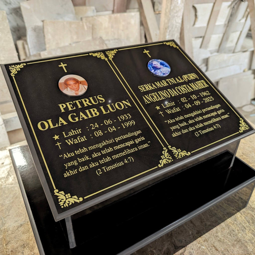 Seni Marmer - Batu Nisan Kristen 2 Foto 45x35 Cm