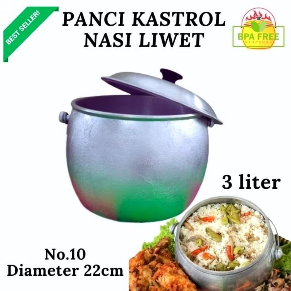 kastrol liwet 3 liter cap spesial bintang satu matt aluminium cor tebal
