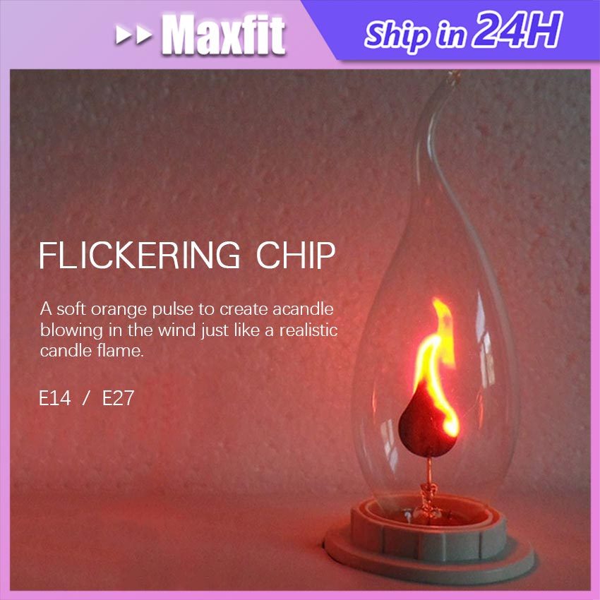 Bohlam Lampu LED Api Candle Flicker Flame Fire 3 Watt Lilin Candle Light E27 E14 Orange Lampu Hias D
