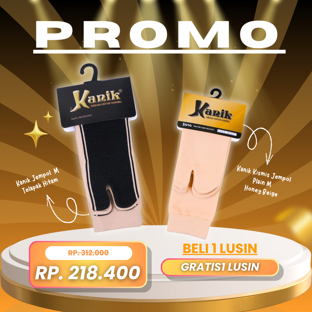 Promo Bundling Kanik Kaos Kaki  Jempol TH M Beige 1 Lusin Free Kismis Jempol M Adem