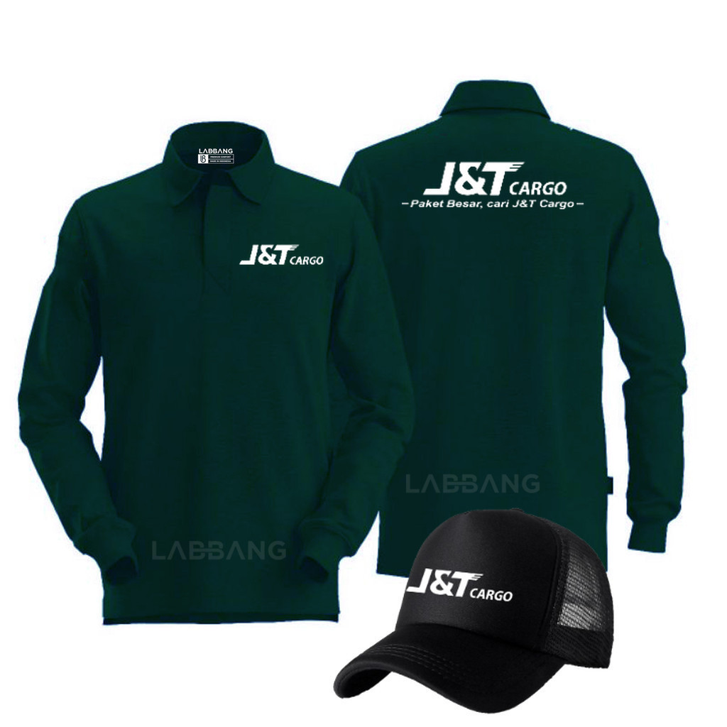 GRATIS TOPI - Polo Shirt Lengan Panjang DB JNT Cargo Unisex Pria Wanita Seragam J&T Seragaman
