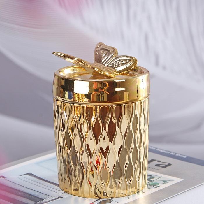 Toples Penyimpanan Keramik Emas/Toples Gold Toples Lebaran/Jar Toples Kaca Kotak Penyimpanan Makanan