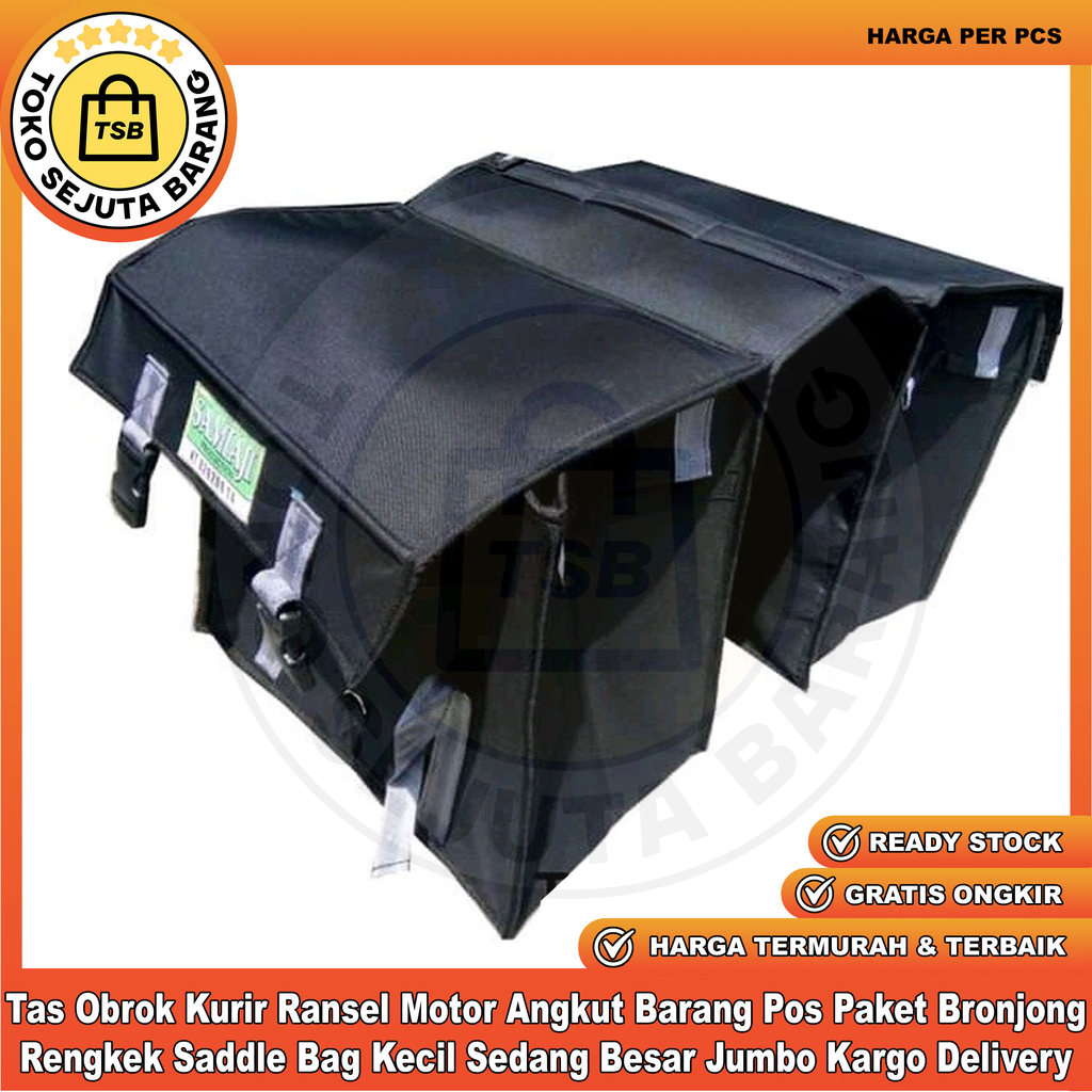 Tas Motor Obrok Kurir Pos Pesan Antar Paket Ransel Bronjong Angkut Barang Rengkek Saddle Bag Kecil S