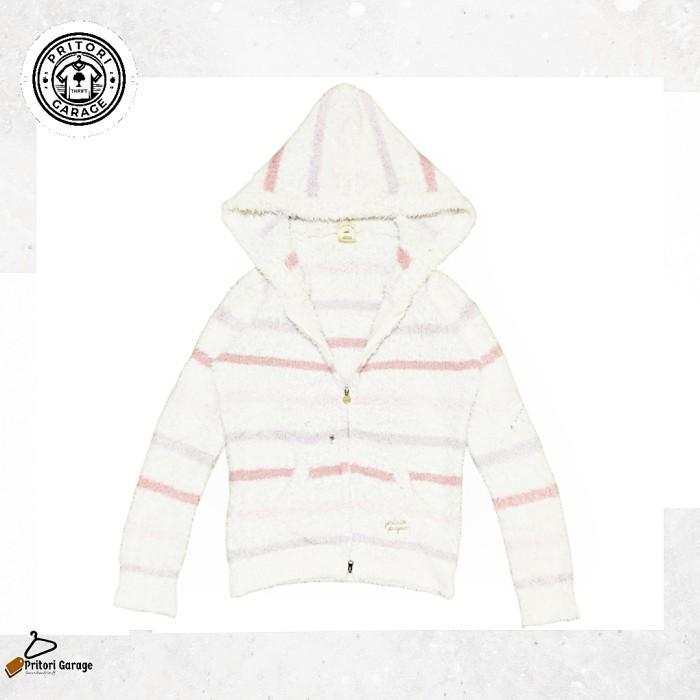 Zipper Hoodie Knit Fleece Wool Sherpa Jacket Gelato Pique White Stripe Multi  Color Vintage M