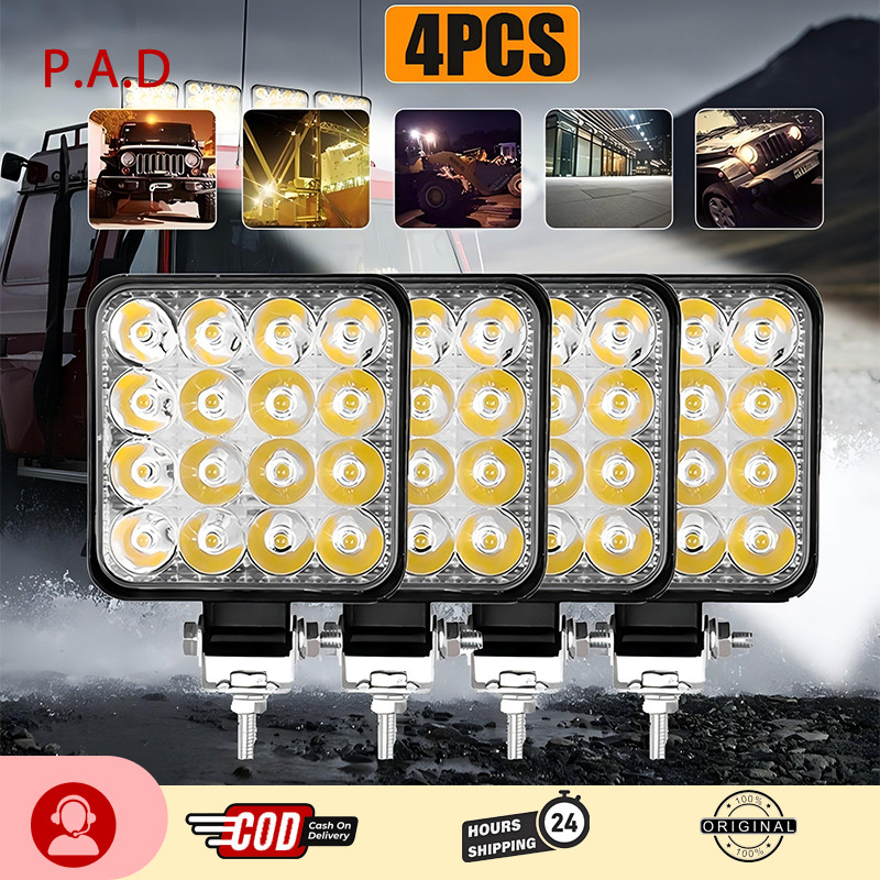 PAD 4-piece LED floodlight senter lampu kerja mobil sepeda motor 48 watt 16 titik lampu lampu off-ro