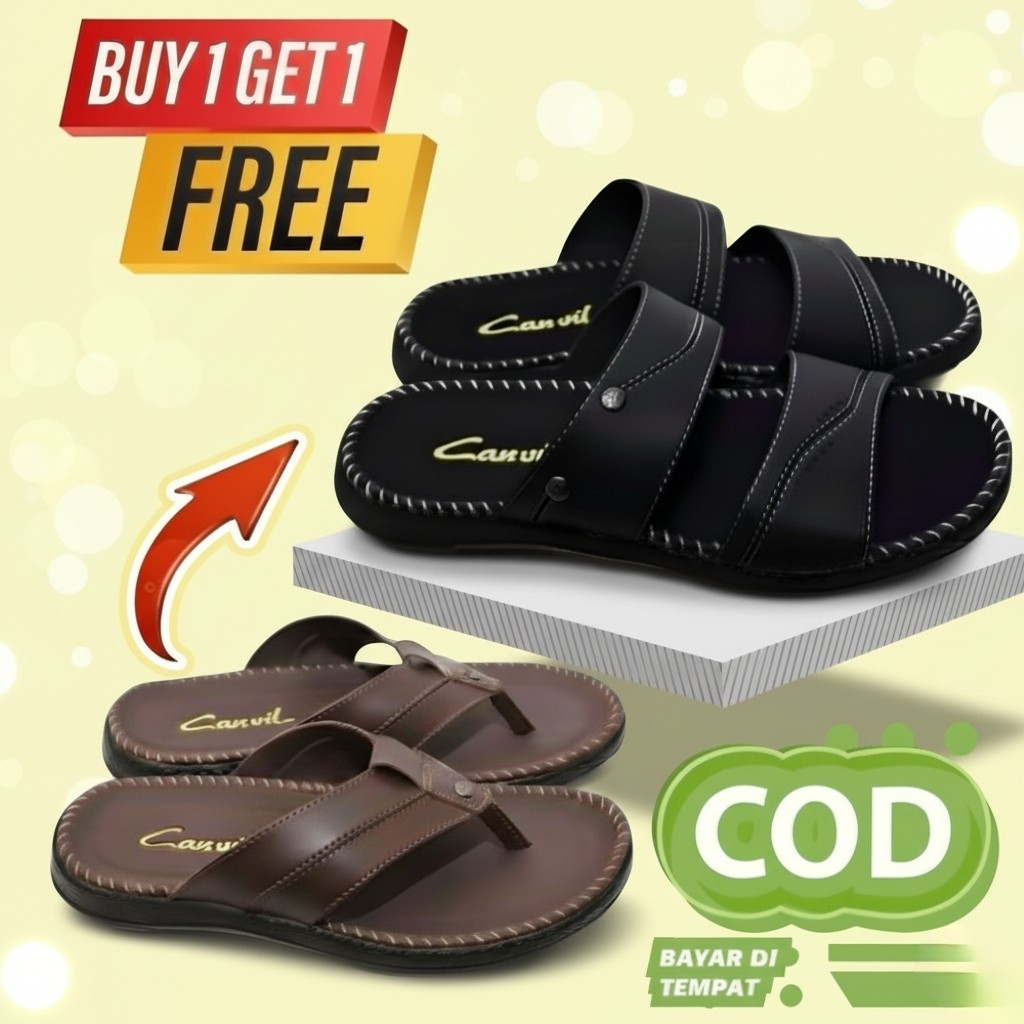 SANDAL KEREN SELOP KASUAL LOKAL PROMO CARVIL TERBARU JAPIT KEKINIAN KULIT ELEGANT PRIA DEWASA