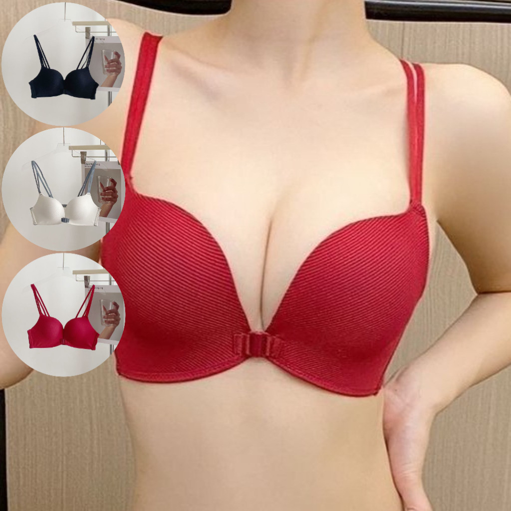 Bra Wanita Push Up Bh Tanpa Kawat Busa Tebal Kancing Depan Seamless Beha Cewek B041