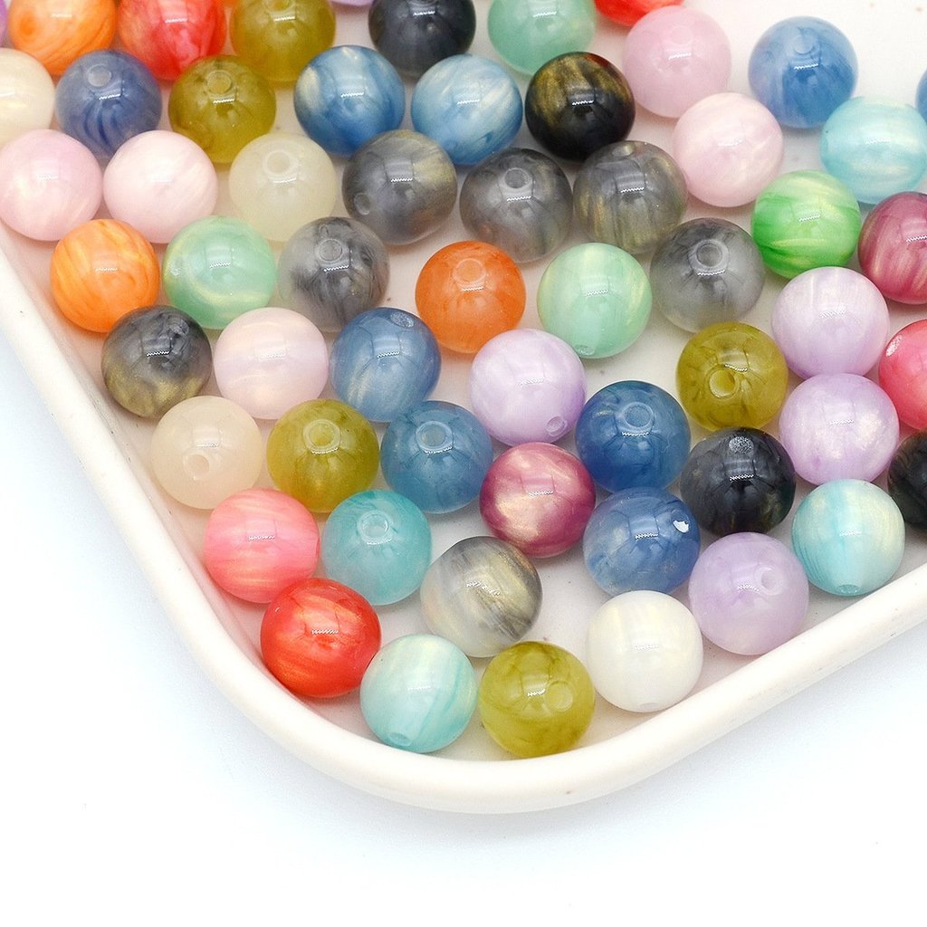 Free Shipping Mixed Dreamy Starry Sky Resin Liquid Sand Gold Imitation Cat's Eye Round Beads diy Han
