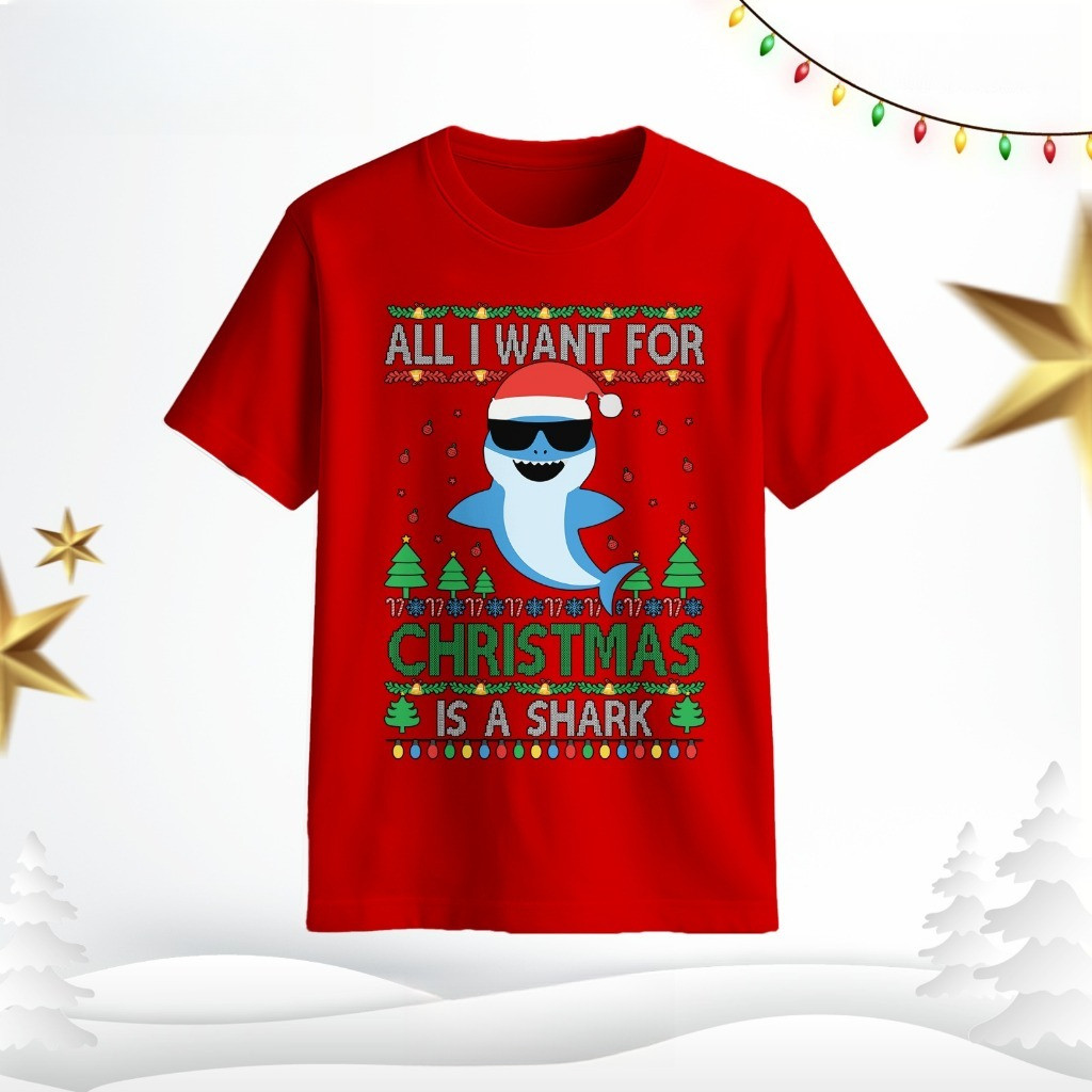 COD Misteri Kaos Reguler Natalan Lucu Full Katun-Tetap Nyaman Seharian Menyambut Natal | -Hiu Natal