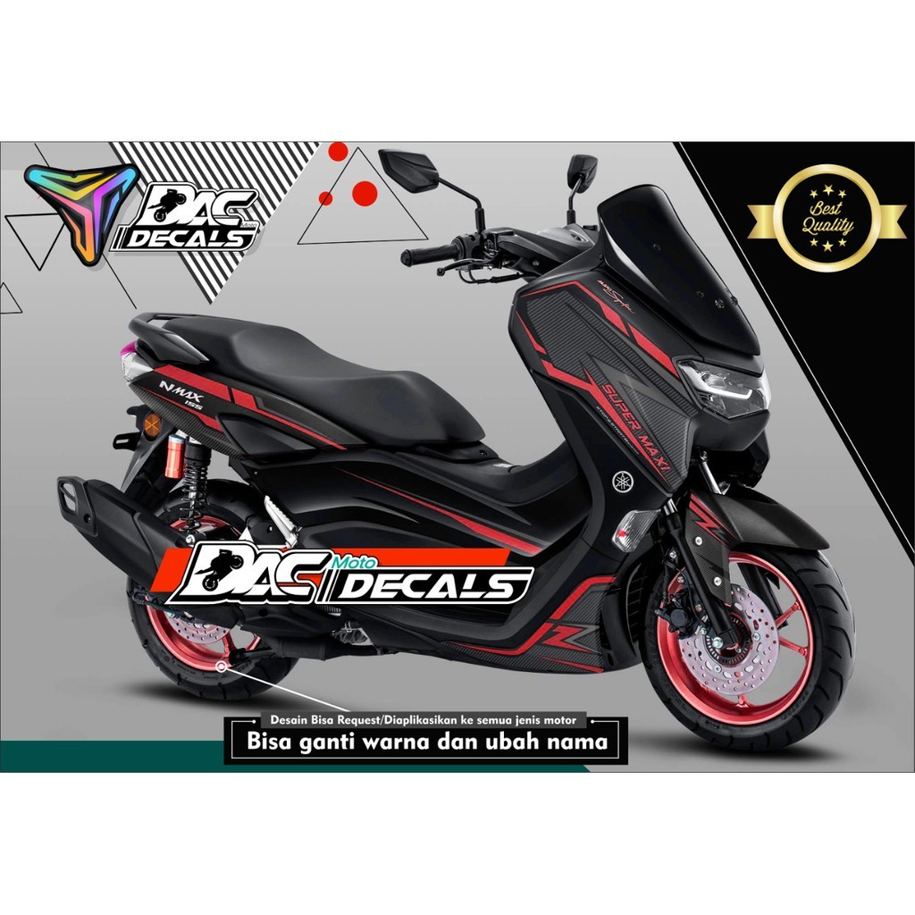 Stiker Striping Sticker decal full body Yamaha Nmax Hitam Merah Murah Berkwalitas