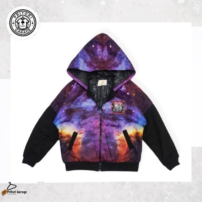 Baseball Bomber AOP Quilted Hoodie Jacket 90's Funny Guirella Galaxy Multi Color Vintage L