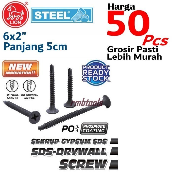 6x2 Sekrup Gypsum Drywall SDS Panjang 5cm #6/ Sekrup Gypsum SDS #6 x 2 Panjang 5cm