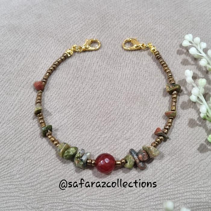 Konektor Hijab Batu Pecah Batu Alam Manik Pasir - Batu Marun