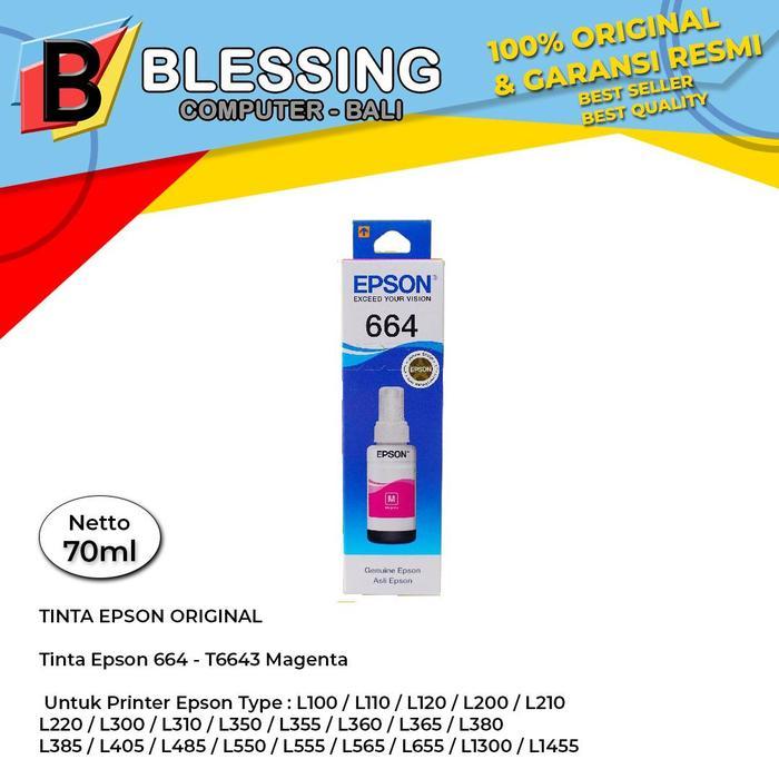 TINTA EPSON 664 MAGENTA / Tinta Epson T6643 Magenta L100 L220 L1300