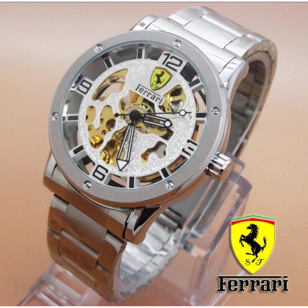 [HAM & STORE] JAM TANGAN FERRARI MESIN OTOMATIS RANTAI STAINLESS FREEE BOX
