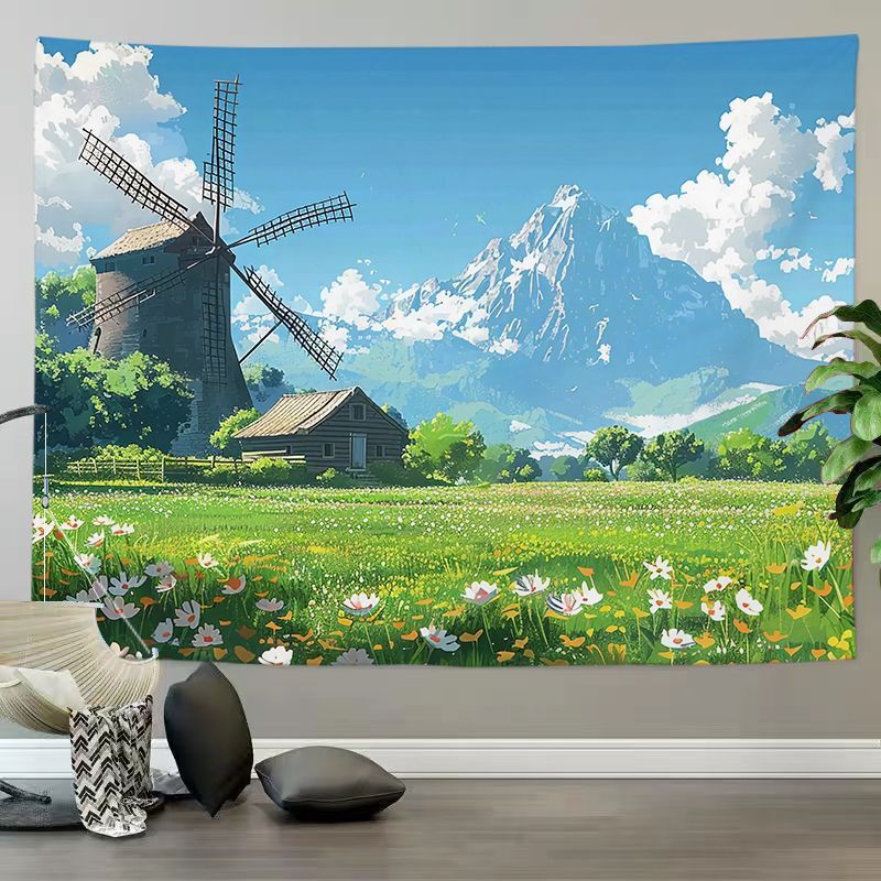 ins Latar Belakang Kain Gantung Pemandangan Alam Kain Dekorasi Ruang Tamu Lukisan Tinta Pemandangan 