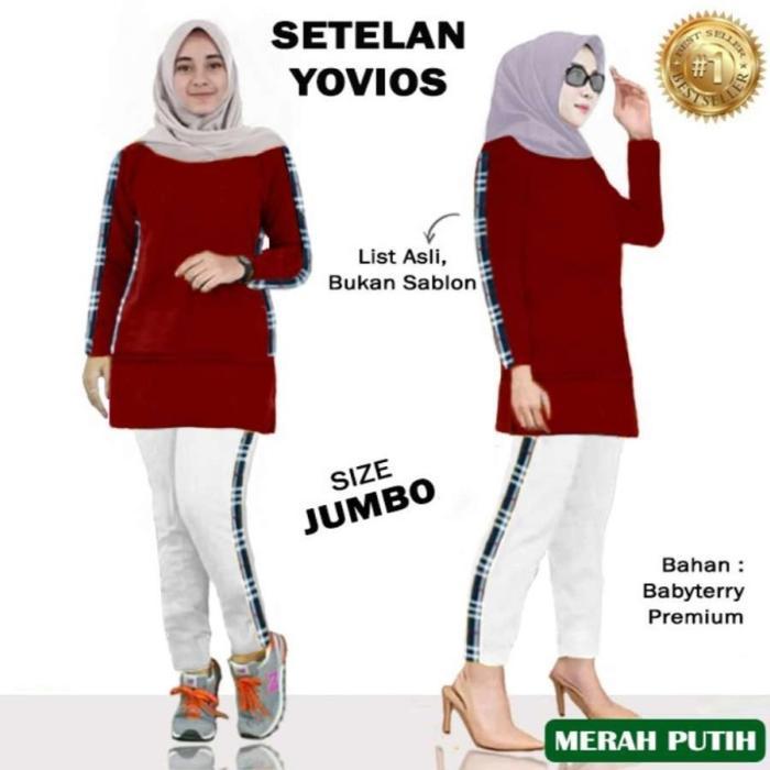 AFS - (BISA COD) SETELAN YOVI | SETELAN BAJU & CELANA TRAINING OLAHRAGA SENAM BERHIJAB Tearu & Termu