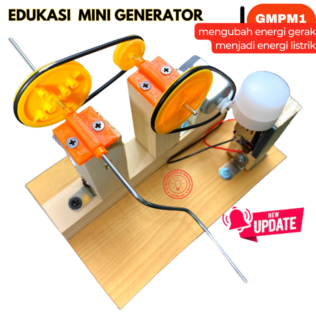 PRANADA MINI GENERATOR / PERAGA FISIKA / EDUKASI LISTRIK /ALAT PERAGA MENGUBAH ENERGI GERAK MENBJADI