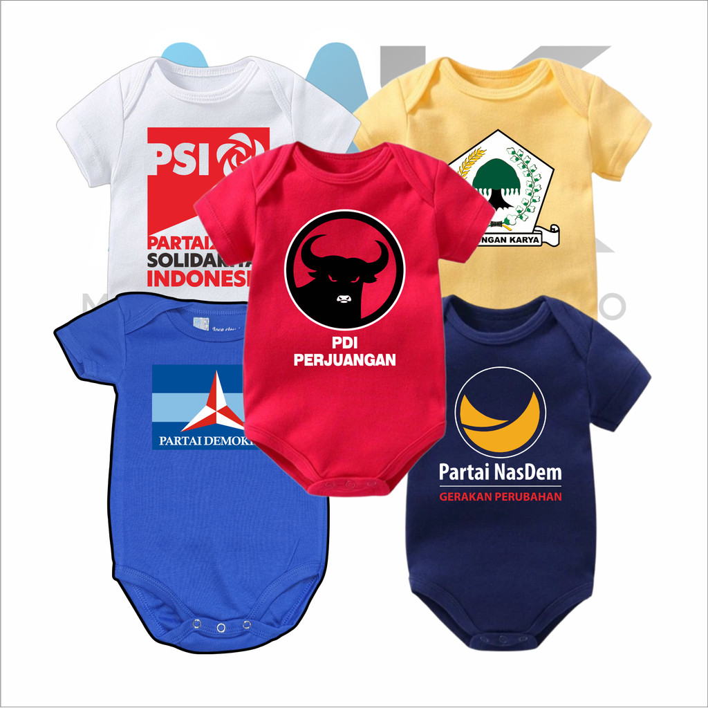 BAJU BAYI JUMPER BABY PARTAI INDONESIA - BAJU BAYI PARTAI DEMOKRAT - PDI PERJUANGAN - PARTAI NASDEM 