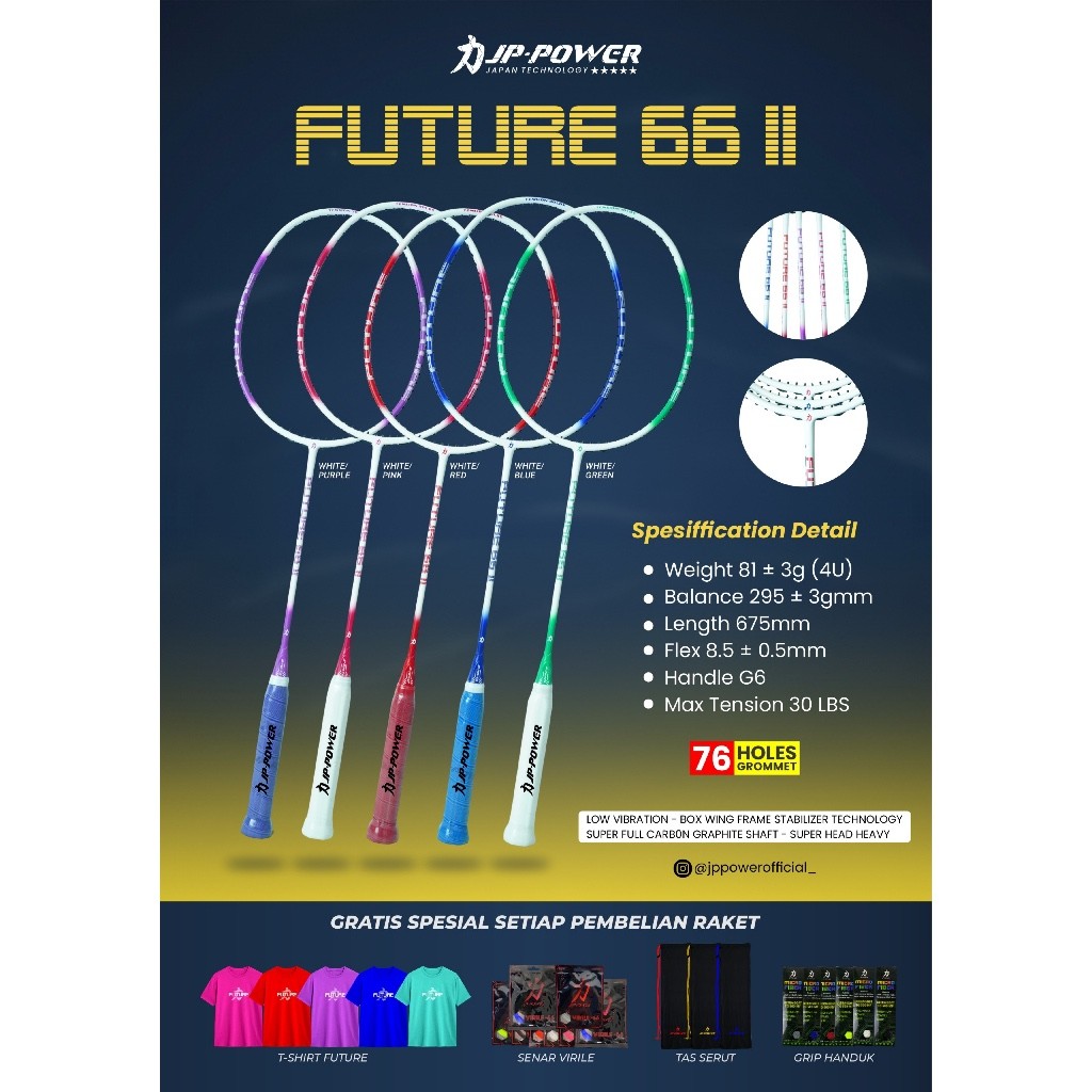 Raket Badminton JP POWER FUTURE 66 ii 2 JPPOWER ORI JP POWER