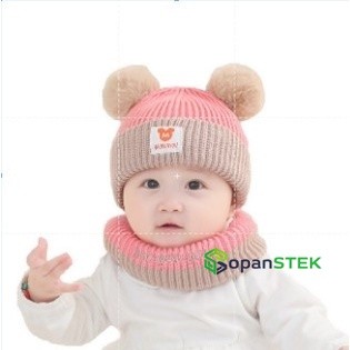 topi kupluk Bayi laki laki / CIput Bayi perempuan rajut / ciput pompom motif mickey mouse