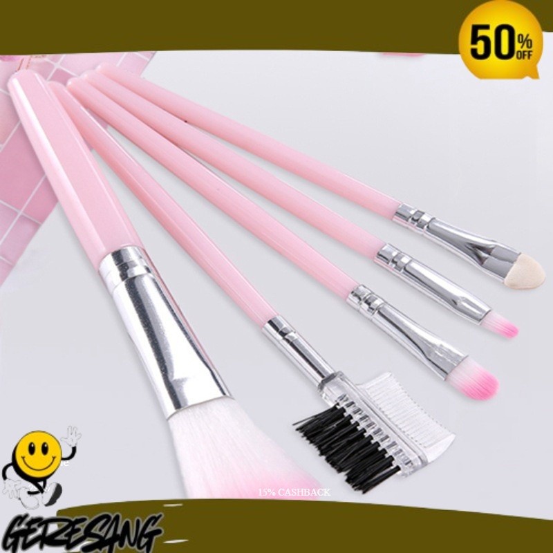 BARU VIRALL LAGI KUAS MAKEUP 5 PC 5in1 -  Brush Set Make Up Rias Blush On Perawatan Wajah Face Tool 