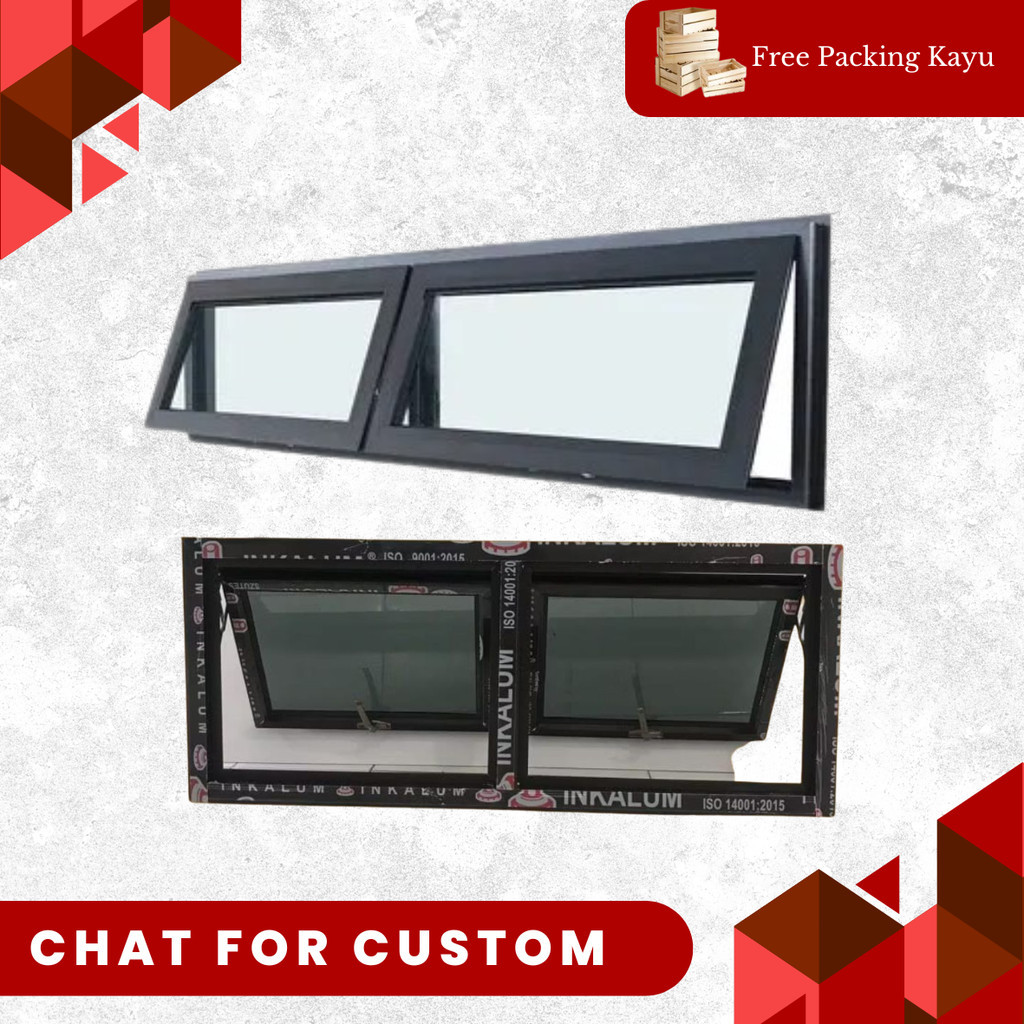 Jendela Alumunium gandeng Jungkit bovenli dapur 30x100 , 30x120 , 30x150 , 30x180