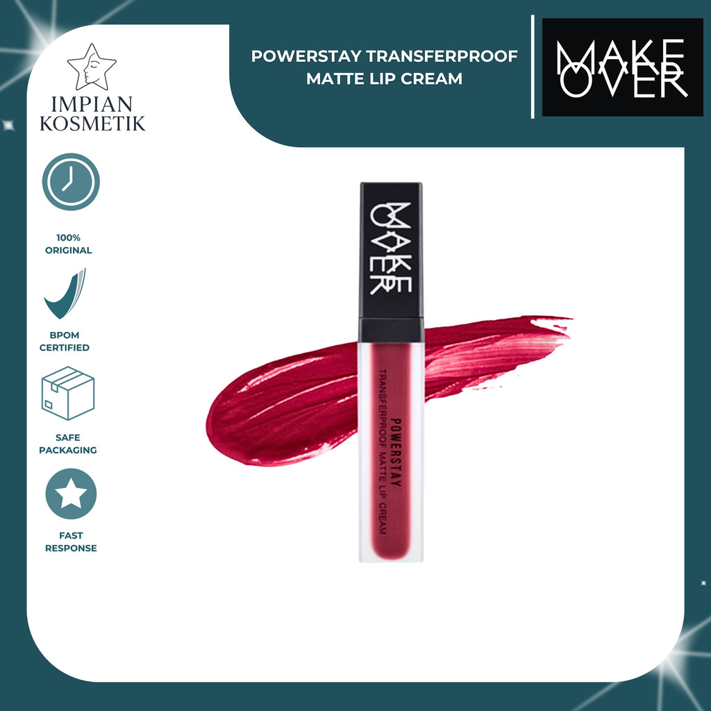 IMPIAN KOSMETIK MAKE OVER POWERSTAY TRANSFERPROOF MATTE LIP CREAM | LIPSTIK PANTONE TAHAN 14 JAM | W