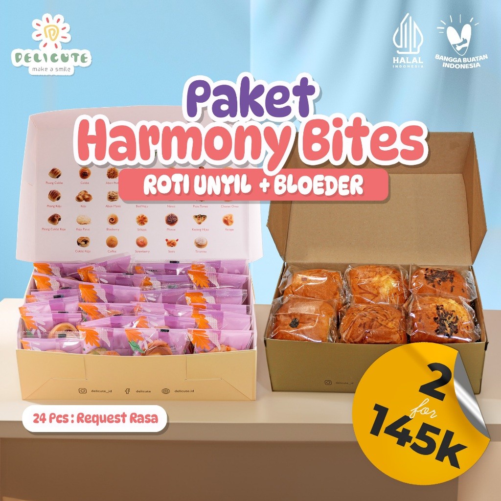 Terlaris PROMO BUNDLING ROTI UNYIL DELICUTE BUN + BLOEDER - ROTI UNYIL BEBAS PILIH RASA ISI 24 PCS