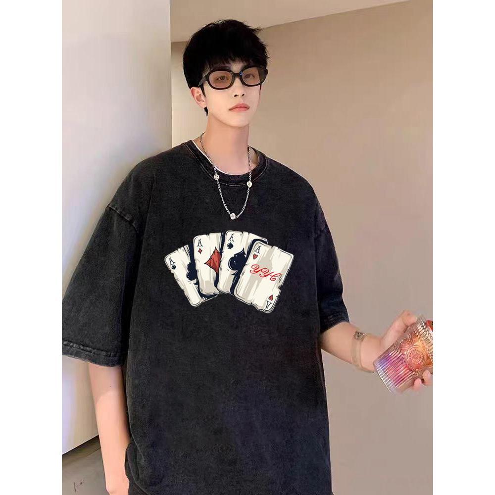 Kaos Motif Remi Oversize Keren – Kaos Pria Distro Streetwear Cotton 30s Kaos Streetwear Poker Cards 