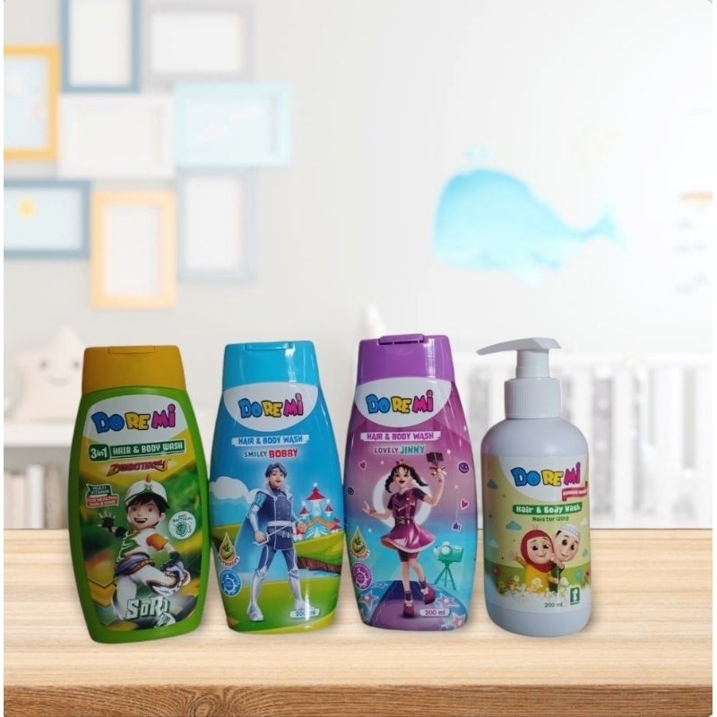 Doremi Hair & Body Wash 200ml | Smiley Bobby | Pretty Daisy | Lovely Jinny | Boboboy | Nusa Rara