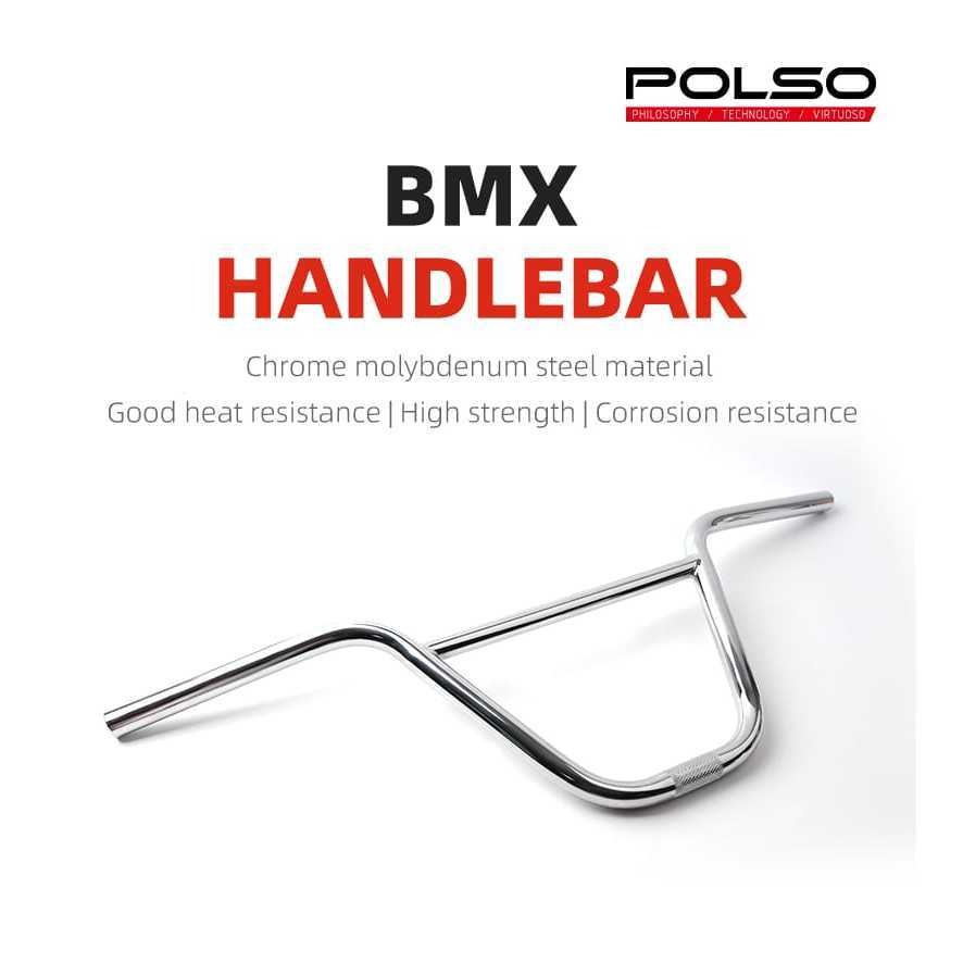 Polso Stang BMX Handlebar Chrome 9.5 inch High Strength Chromoly 4130 22.2mm Lebar 750mm Premium Bar