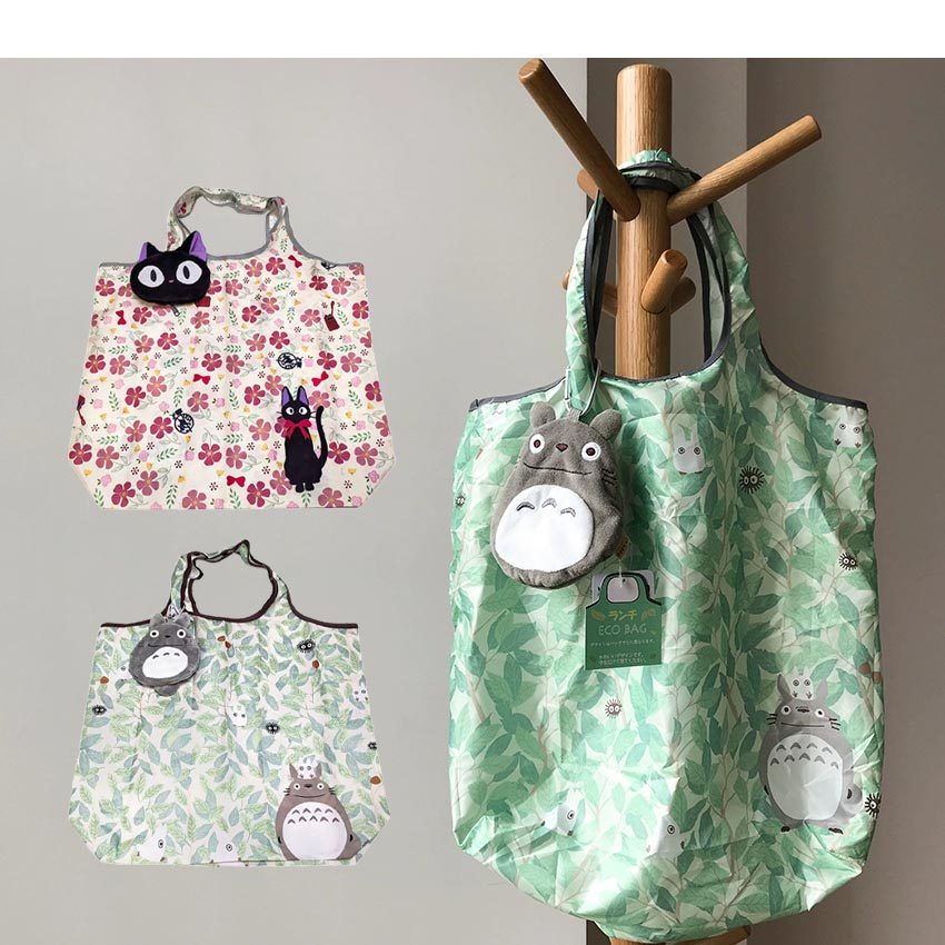 Eco Bag Studio Ghibli Lipat Reusable – Tas Belanja karakter Totoro, Nekobus & Jiji, waterproof paras