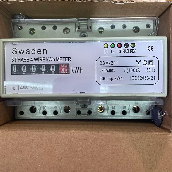 Kwh meter 3phase Analog 5(100)A merk Swaden