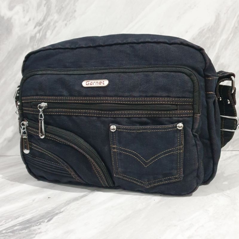 tas selempang wanita  bahan jeans denim ukuran  besar  jumbo