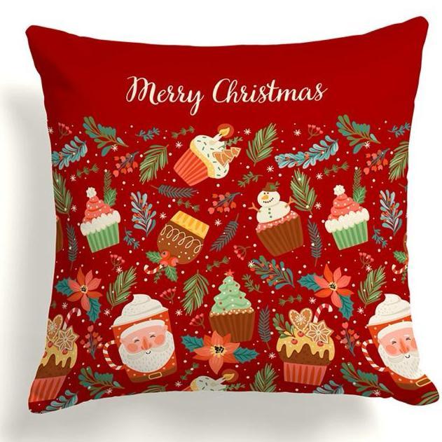 "TNKSYU" - COVER SARUNG Bantal Sofa Print Motif Merry Christmas Natal 50x50 cm - D [50x50cm]