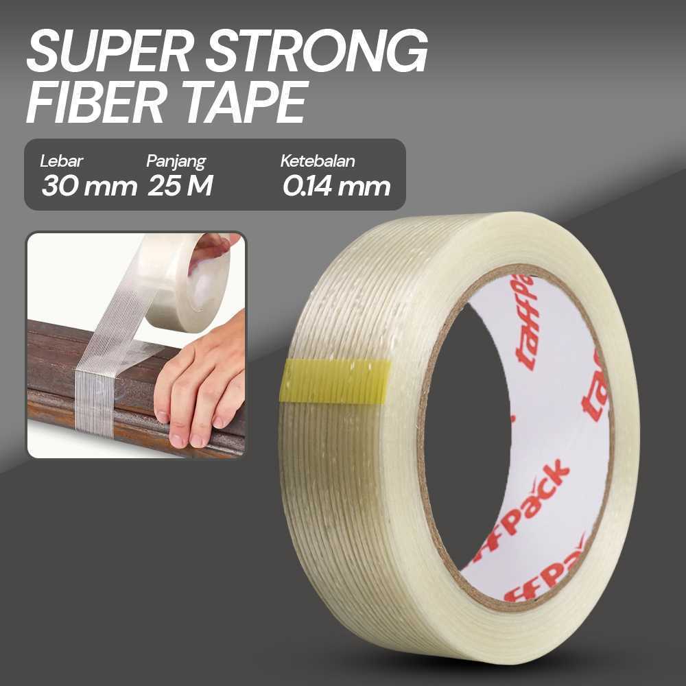 Shoptopia - Lakban Super Strong Fiber Tape Isolasi Bening 25M Perekat Anti Bocor