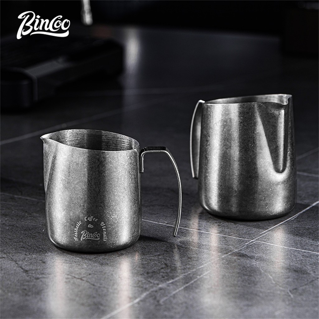 Bincoo Stainless Steel Coffee Milk Jug - 500/750ml Latte Art Frothing Piter with Measurement Lines f