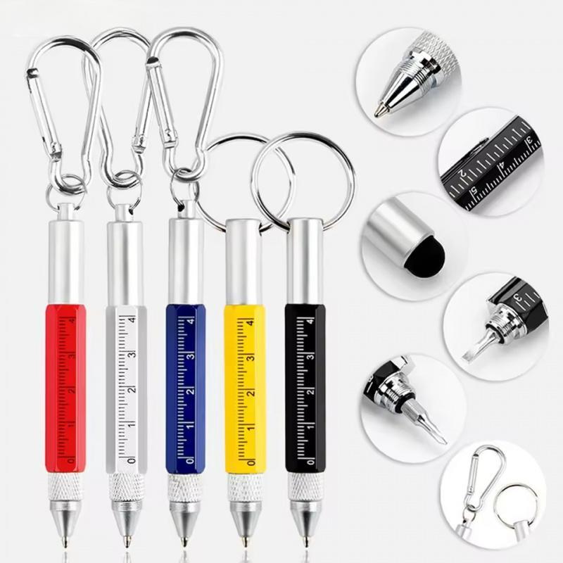 1Pc Pulpen Mini Multifungsi Stylus 6 Dalam 1 Obeng Logam Alat Layar Sentuh Pulpen Skala Kecil Akseso
