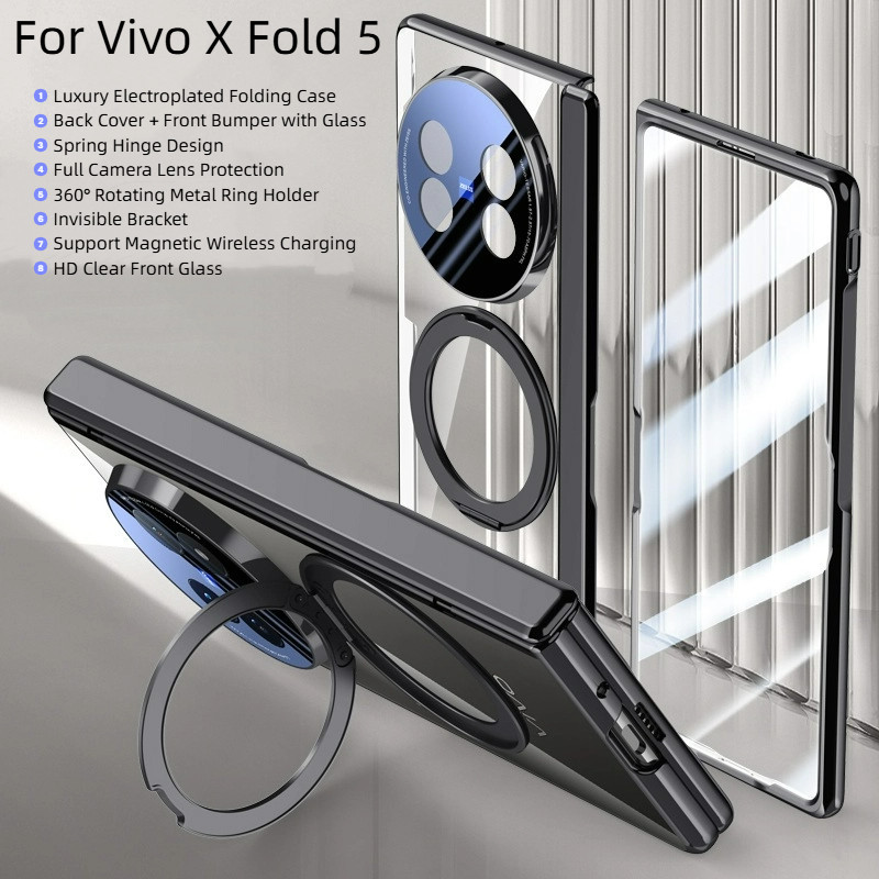 Dengan HD Anti-Spy Front Tempered Glass Camera Lens Perlindungan Penuh 360 ° Rotating Metal Ring Hol