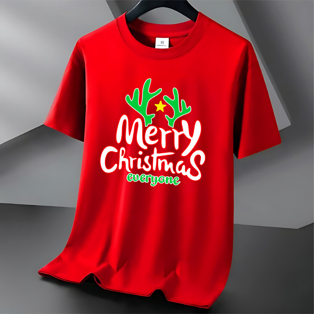 KAOS NATAL MERRY CHISRTMAS TANDUK HIJAU BAJU NATAL RUSA KAOS NATAL TERBARU TAHUN 2025 KAOS NATAL PRI