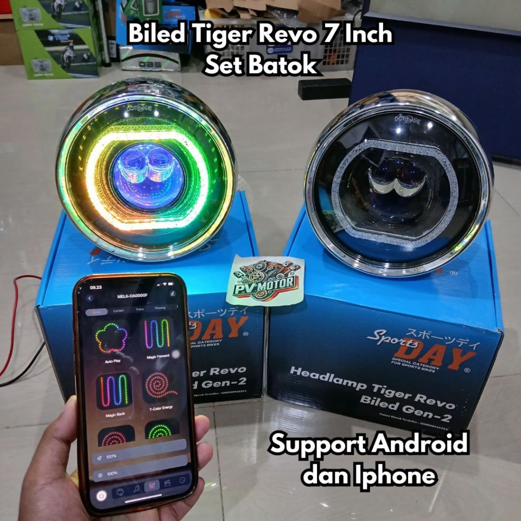Biled 7 Inch Tiger Set Batok Tiger Lampu Biled Tiger Revo Barong Bluetooth Multicolor DAYBerkualitas