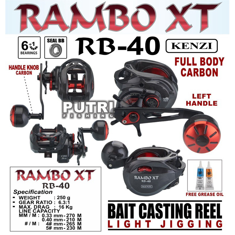 TERLARIS REEL KENZI RAMBO XT RB-30 RB-40 & RAMBO RB-25 BAITCASTING BC OH