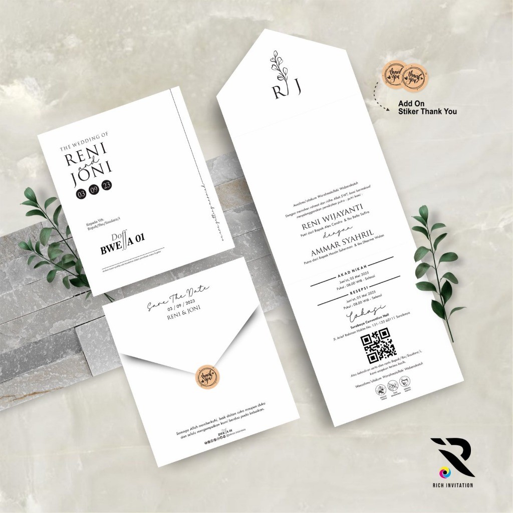 TERMURAH CETAK UNDANGAN PERNIKAHAN SEMI AMPLOP - UNDANGAN NIKAH MODEL AMPLOP BWE - KARTU UNDANGAN FO