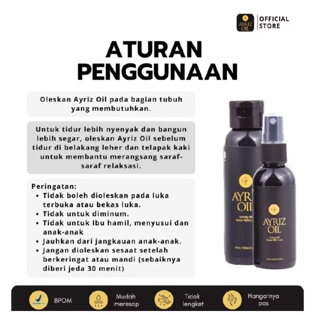 TERLARIS AYRIZ OIL TRAVEL SIZE 100ML MINYAK URUT GOSOK TERAPI HERBAL